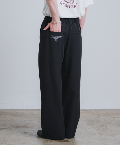 【新品】SINSS２タックワイドストレートストライプスラックス Mブラック Remember. スラックス 「タックワイドスラックス/ストライプ