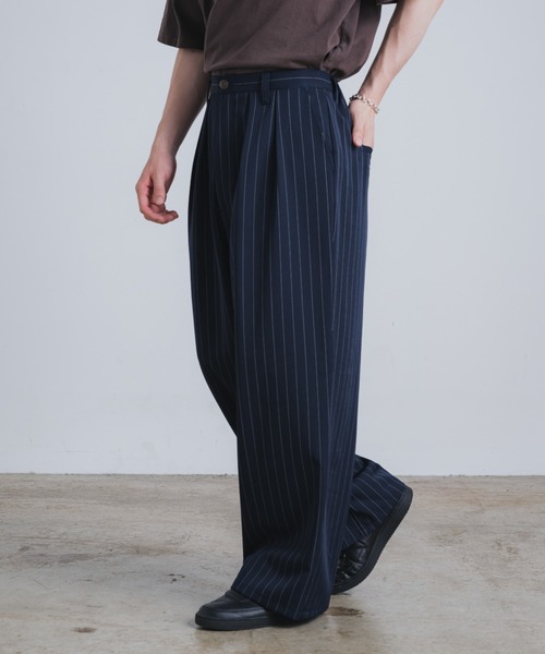Remember. スラックス 「タックワイドスラックス/ストライプ＆無地