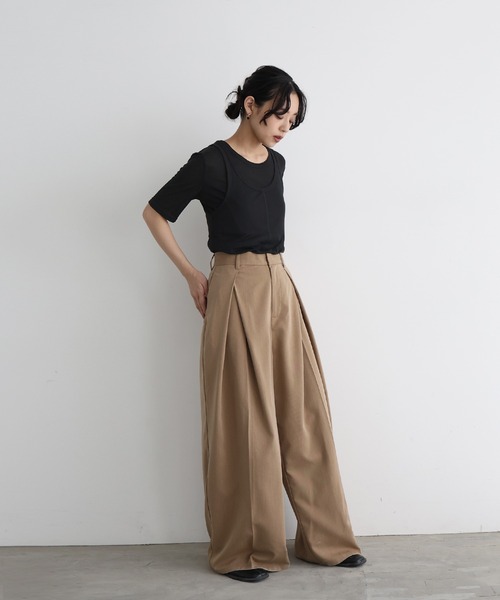 tシャツ タンクレイヤード シアーロングTEE レディース セール】タンクレイヤード シアーロングTEE（Tシャツ/カットソー