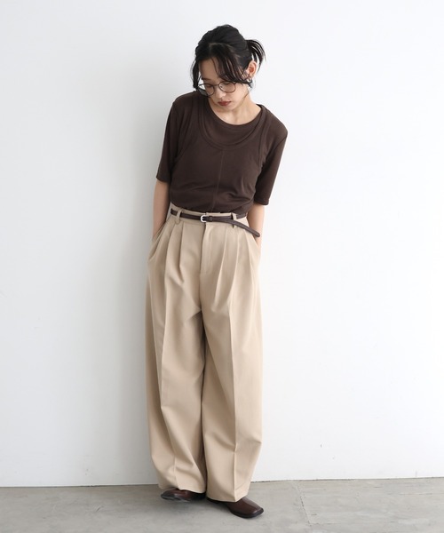hellam tシャツ タンクレイヤードシアートップス レディース