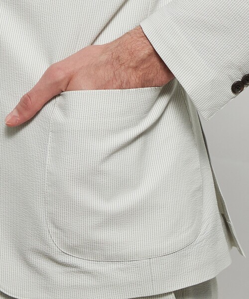 ジャケット テーラードジャケット 「WEB・一部店舗限定」「BREASY JACKET」ポリエステルサッカーセットアップジャケット メンズの画像