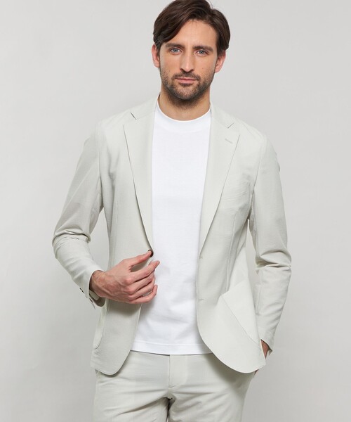 ジャケット テーラードジャケット 「WEB・一部店舗限定」「BREASY JACKET」ポリエステルサッカーセットアップジャケット メンズの画像