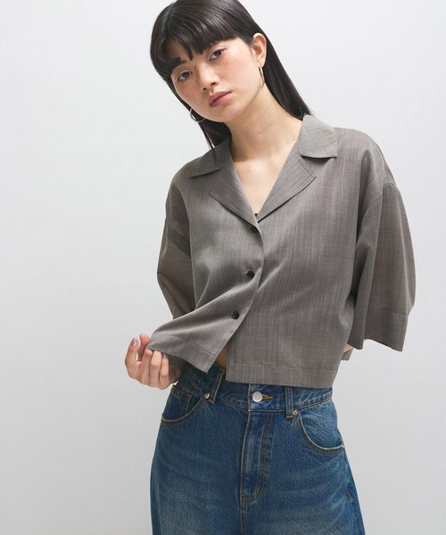 ADAM ET ROPE ブラウス シャツ 「接触冷感」ショートシャツジャケット ADAM ET ROPE'（アダムエロペ） ブラウス シャツ 「接触冷感」ショート