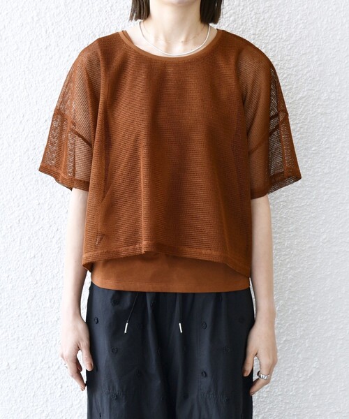 tシャツ SHIPS any:「手洗い可能」メッシュ シアー ワイド TEE × タンク セット レディース SHIPS｜SHIPS any:<手洗い可能>メッシュ シアー ワイド TEE