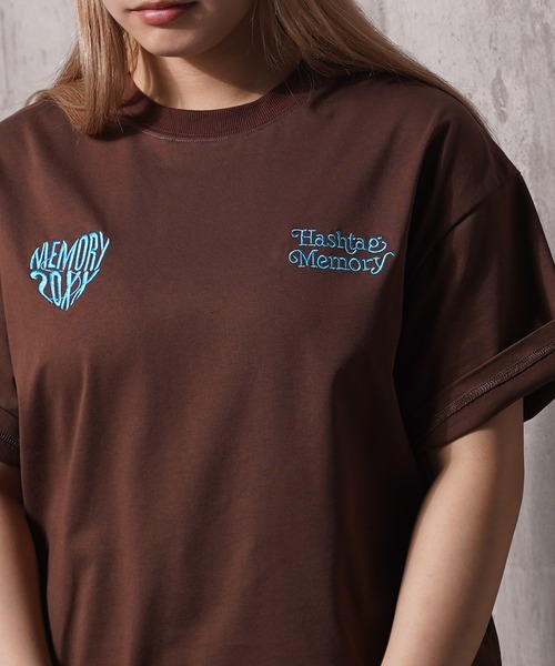 スモールハートロゴ 半袖Tシャツ★関税込 ハートロゴラメ刺繍コンパクトTシャツ△【7月下旬お届け予定