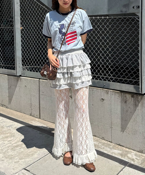 CIAOPANIC（チャオパニック） パンツ レースフレアレイヤードフリル