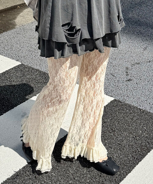 CIAOPANIC パンツ レースフレアレイヤードフリルパンツ