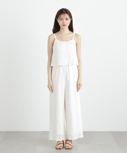 サロペット・オーバーオール・オールインワン Zigzag Rompers / White papier（パピエ）の「papier/パピエ/Zigzag Rompers（サロペット
