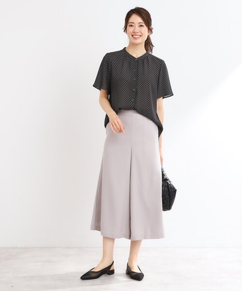 ブラウス シャツ 「接触冷感／マシンウォッシュ可」五分袖コツキプリントブラウス レディース Reflect ブラウス シャツ 「接触冷感／マシンウォッシュ可」五分