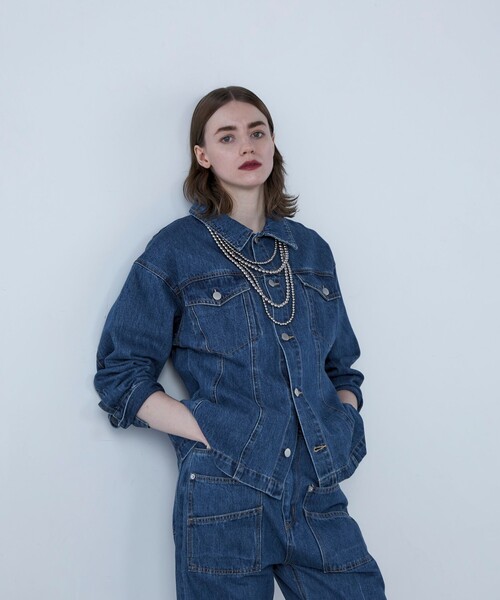 Fredy emue グレイッシュブルー 箔ありデニムジャケット fredy emue 「fredy emue」 デニムジャケット 38 ブルー