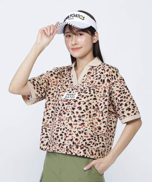 ポロシャツ ポロ 「PEARLY GATES」格子ジャージ半袖スキッパーポロシャツ 「ヒョウ柄」 レディース_2