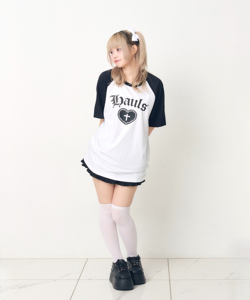 Hauls tシャツ いかつロゴBIGラグランTEE レディース メンズ