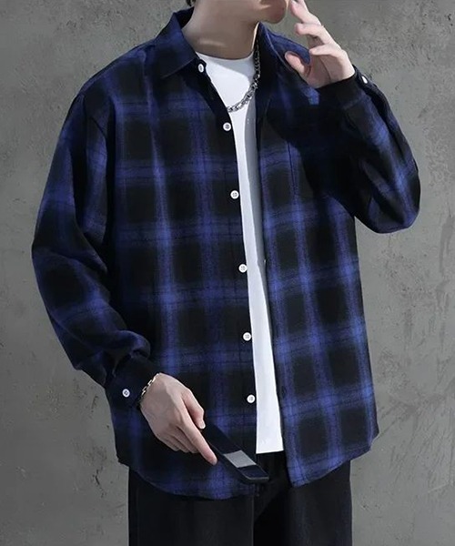 ARCHIVER シャツ 「Bz」オンブレチェックシャツ メンズ レディース