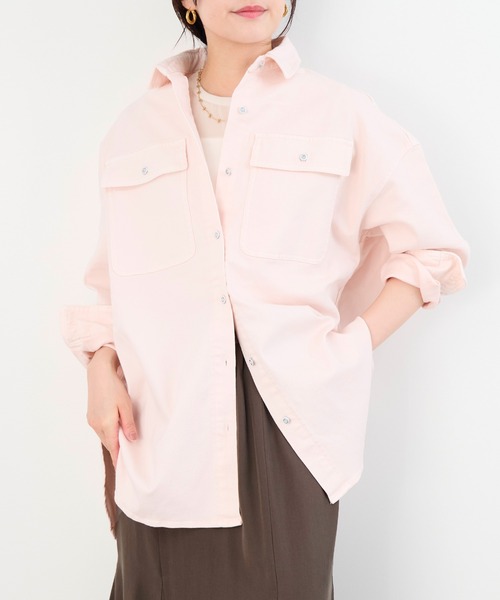 【Healthy DENIM】デニムビックシャツ-Almond ピンク Healthy denim（ヘルシーデニム） ブラウス シャツ 「Healthy DENIM