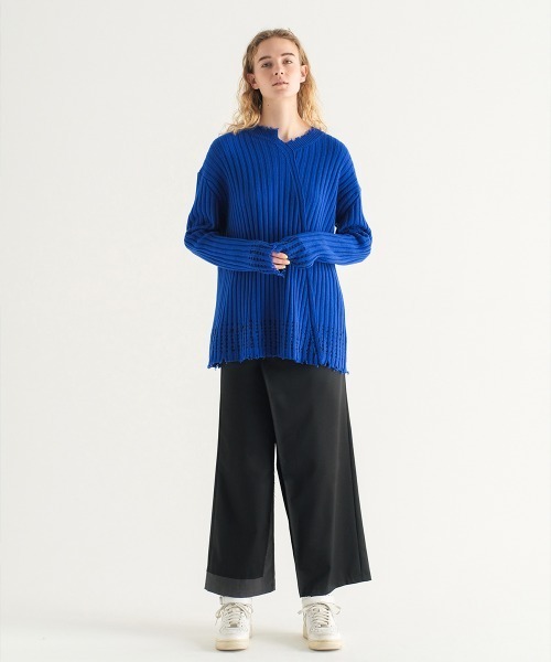 ニット セーター stitching knit top レディース メンズ : ZOZOTOWN