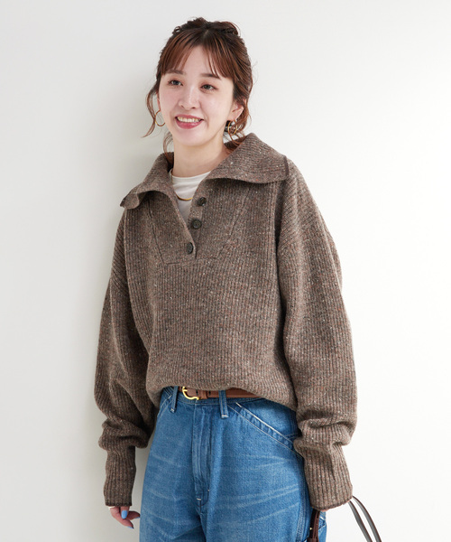 B.C STOCK（ベーセーストック） ニット セーター ネップヤーンエルボー