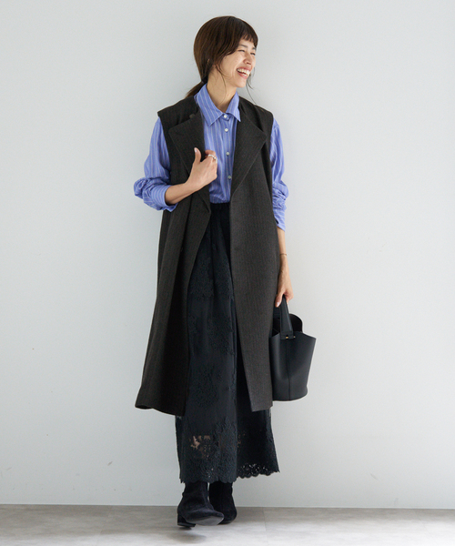 IENA（イエナ） ベスト ジレ ヘザーウールロングジレ レディース