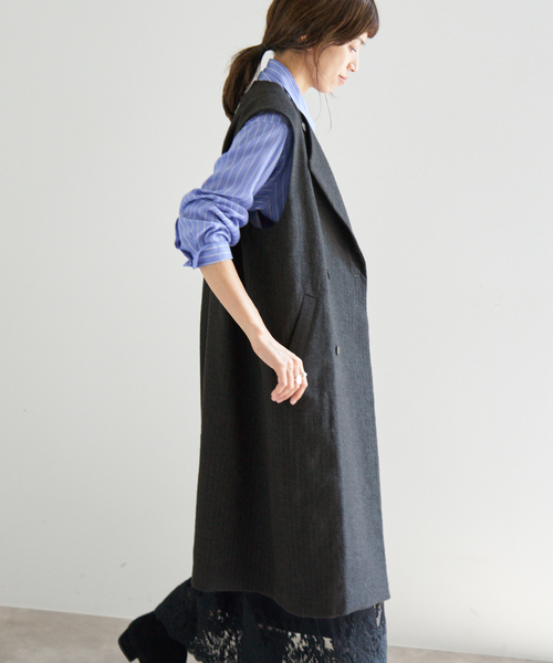 IENA（イエナ） ベスト ジレ ヘザーウールロングジレ レディース