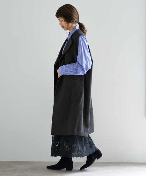 IENA（イエナ） ベスト ジレ ヘザーウールロングジレ レディース