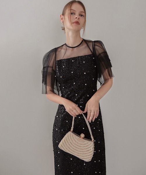 Leja（レジャ） ドレス 「LEJA」スパンコールパールミックスボレロI