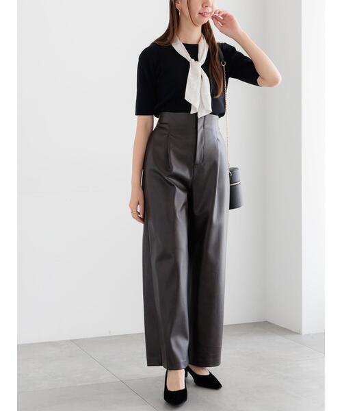 Te chichi（テチチ） パンツ フェイクレザーセミワイドパンツ