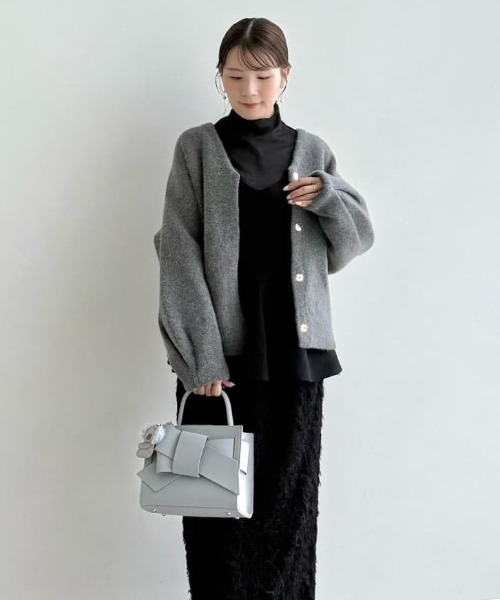 FRAY I.D / ダブルフェイスラクーンカーディガン　アウター ダブルフェイスラクーンカーディガン | フレイ アイディー(FRAY I.D