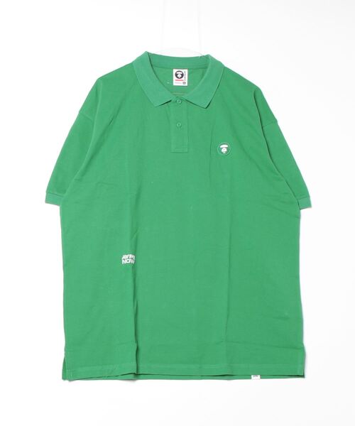 「AAPE BY A BATHING APE」 半袖ポロシャツ LARGE ダークグリーン メンズ_画像2