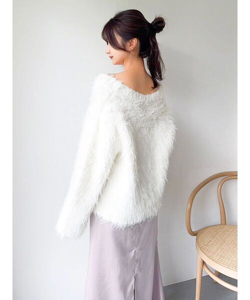 新品タグ付♡ JUSGLITTY 総針カラーニット ホワイト 新色追加】ハイネック総針ニット