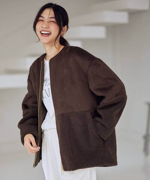 ANY（エニィ） ブルゾン アウター スエードボアコンビブルゾン