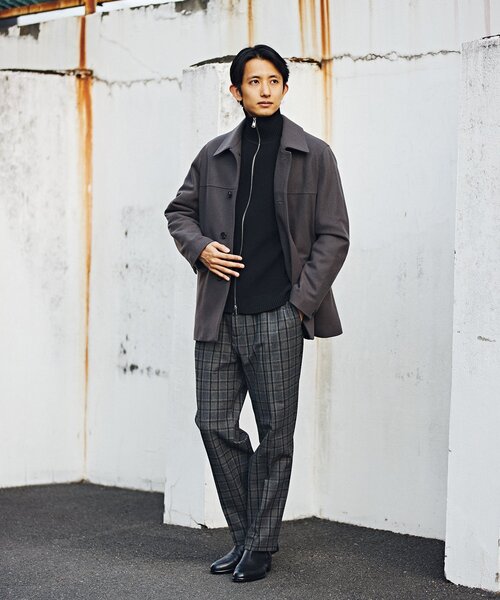 EDIFICE（エディフィス） ピーコート LARGE チャコールグレー メンズ