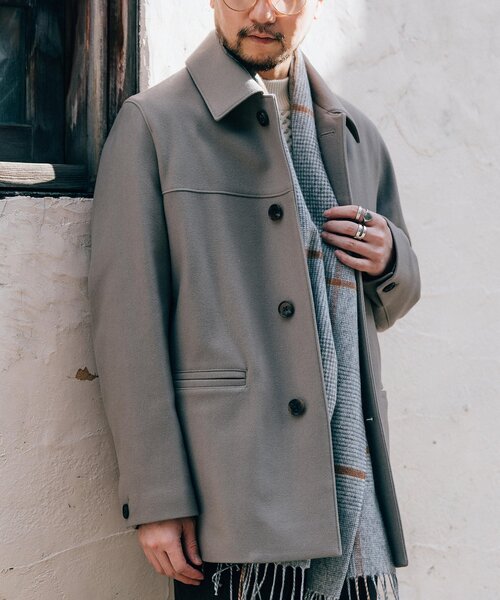 EDIFICE（エディフィス） ピーコート LARGE チャコールグレー メンズ