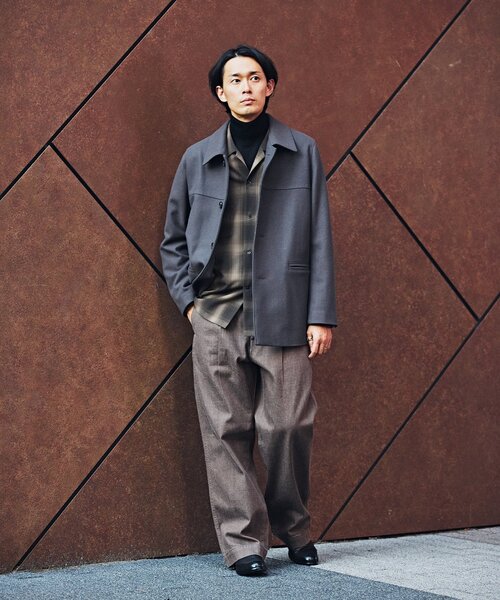 EDIFICE（エディフィス） ピーコート LARGE チャコールグレー メンズ