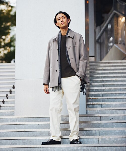 EDIFICE（エディフィス） ピーコート LARGE チャコールグレー メンズ