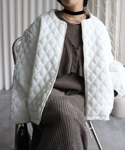 YENNA ダウンコート ダウンジャケット ダイヤキルティング中綿ブルゾン