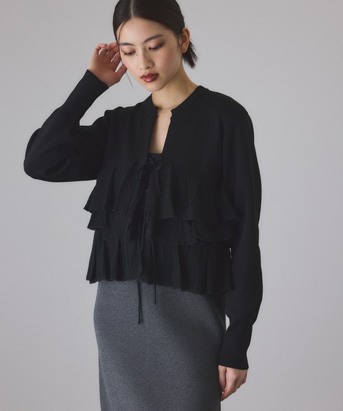 ADAM ET ROPE'（アダムエロペ） カーディガン 「サステナブル」フリル