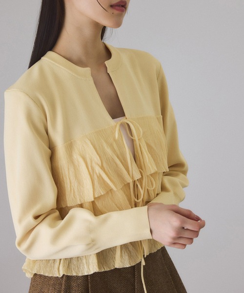 ADAM ET ROPE'（アダムエロペ） カーディガン 「サステナブル」フリル