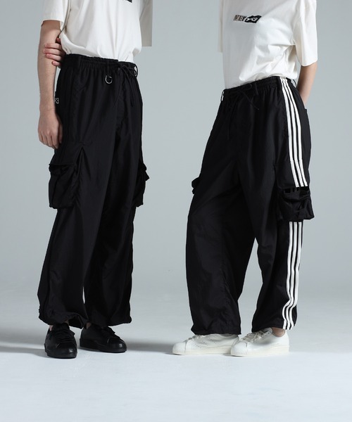 Y-3 ブラック カーゴパンツ Y-3 (ワイスリー) ウールブレンド ポケットデザイン ルーズ カーゴ