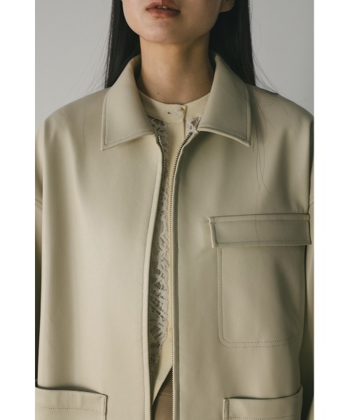 STYLE MIXER フェイクレザージャケット STYLEMIXER ステンカラーフェイクレザージャケット BLK -ファッション