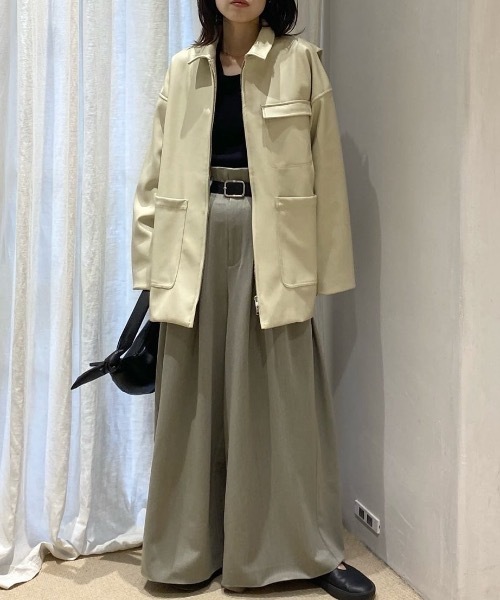 今期スタイルミキサー フェイクレザージャケット ライダース アイボリー 2026 STYLEMIXER（スタイルミキサー） レザージャケット ライダース