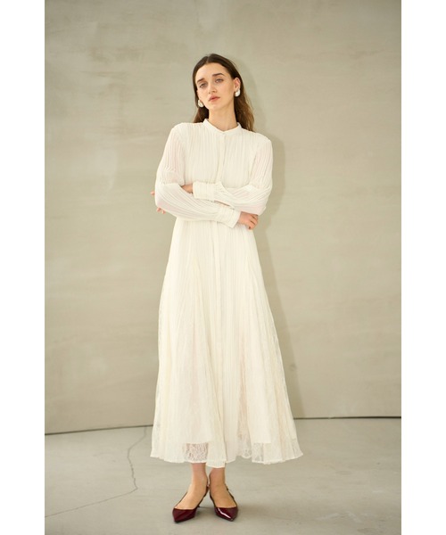 Estella.K ワンピース Alyssa Pleaded Long Dress レーススウィッチ