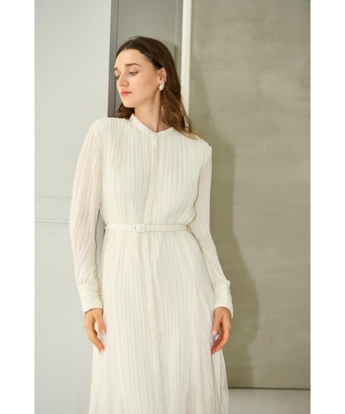 Estella.K ワンピース Alyssa Pleaded Long Dress レーススウィッチ