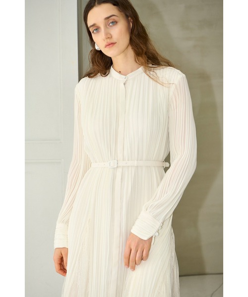 Estella.K ワンピース Alyssa Pleaded Long Dress レーススウィッチ