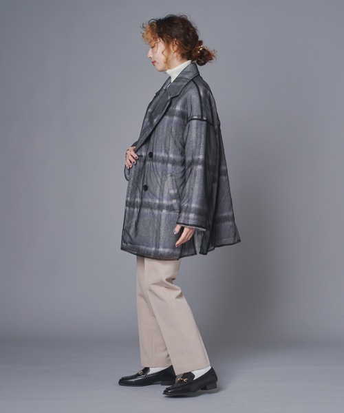 terrace ピーコート pコート シャギーチェックチュールレース