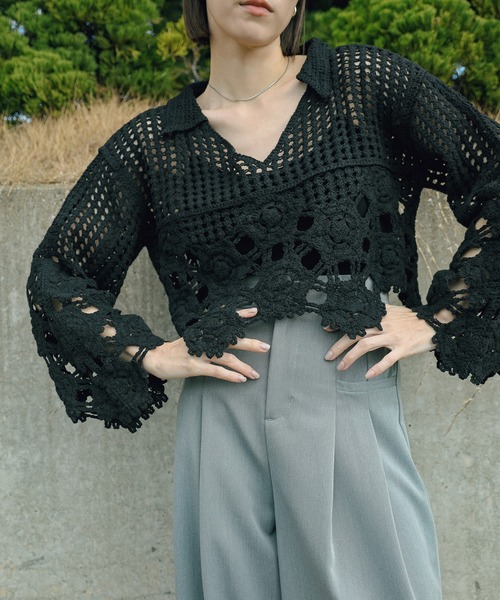 「select MOCA」 長袖ニット FREE オリーブ レディース_画像8