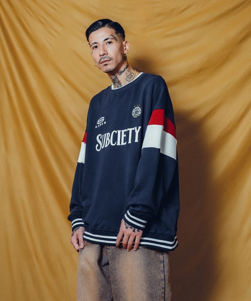 Subciety（サブサエティ） スウェットカットソー - ネイビー メンズ 