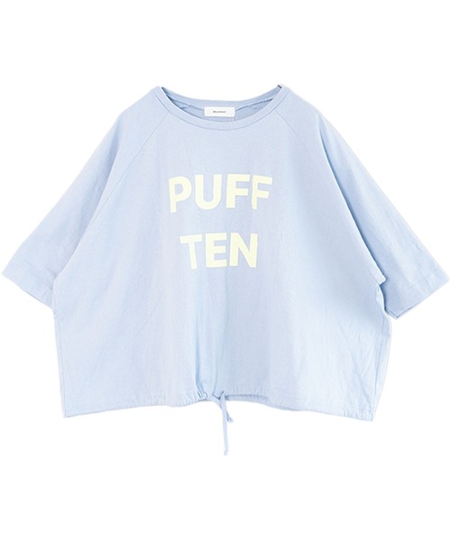 tシャツ パフ天竺　裾ヒモ5分袖プルオーバー プリント(PUFF TEN) レディースの画像