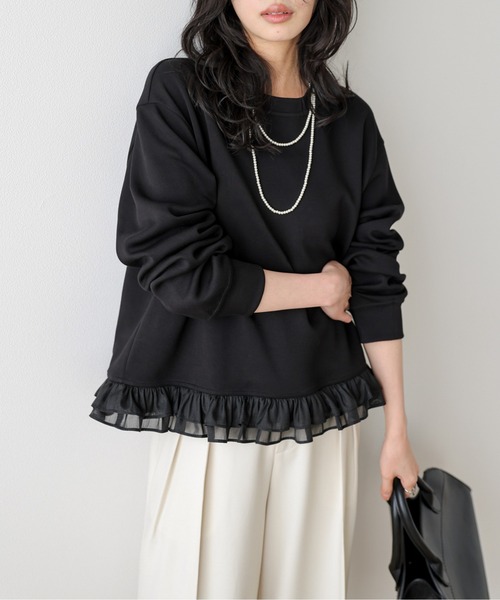 La-gemme（ラジェム） tシャツ 裾フリル プルオーバー レディース