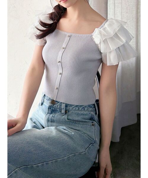トップス FRILL SHOULDER SWEATER RESEXXY（リゼクシー） ニット セーター ショルダーフリルニット