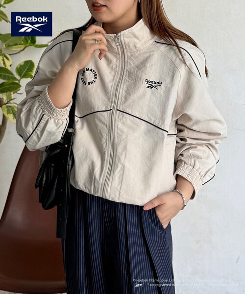 Reebok/ナイロンジャケット アイボリー 新品 新色追加【10%OFF】【Reebok/リーボック】 別注スモールベクター刺繍裾