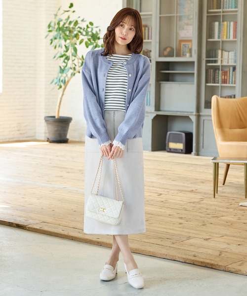 「Honeys」 「GLACIER」ニットカーディガン L ピンク レディース_画像3